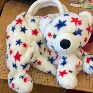 Teddy Bear Flag Inspired Tote Purse